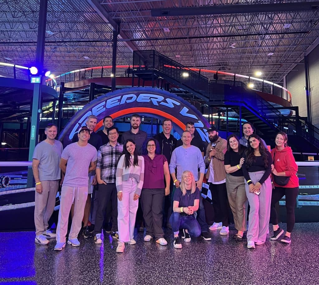 The Pacific West Mechanical team together at a go-kart track